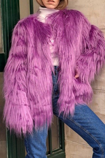 Bryanna faux fur κοντή γούνα σε μωβ απόχρωση