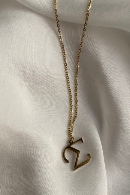 Ατσάλινη αλυσίδα με μονόγραμμα Σ σε χρυσό τόνο