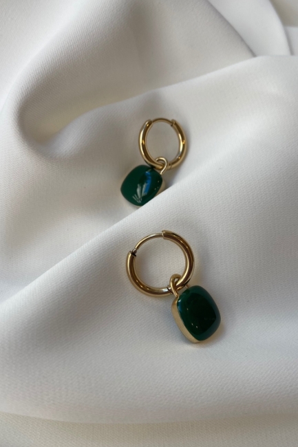 Green stone earrings