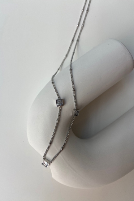 Zircon silver shade necklace