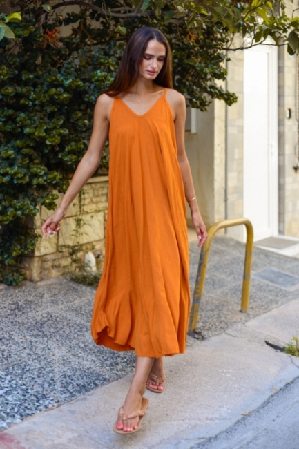 Florence midi φόρεμα σε πορτοκαλί απόχρωση