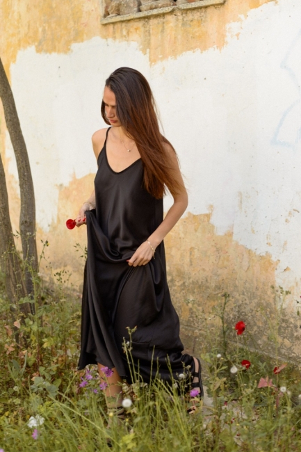 Liana oversized maxi satin dress