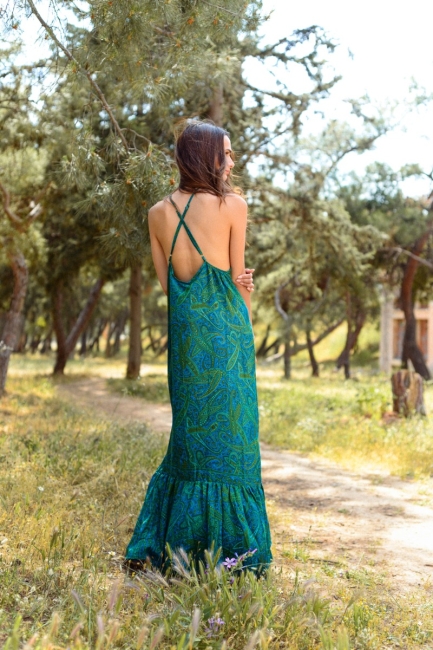 Aura εμπριμέ φόρεμα σε πράσινη απόχρωση