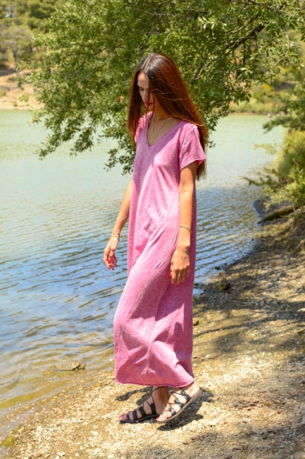  Μάξι φόρεμα σε ροζ χρώμα