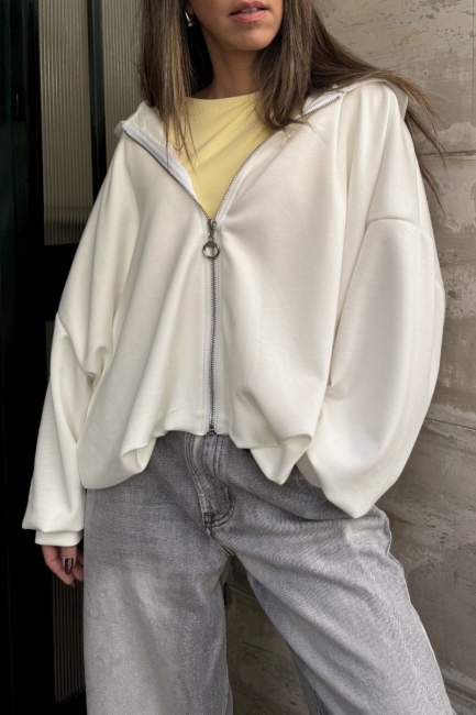 Λευκό hoodie με κουκούλα