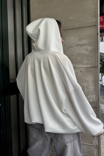 Λευκό hoodie με κουκούλα