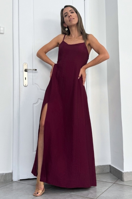 Melonie maxi φόρεμα σε μελιτζανί απόχρωση