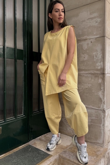 Butter yellow ασύμμετρο σετ