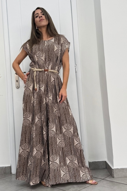 Molly jumpsuit σε εκρου κ καφέ τόνους