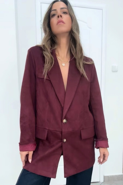 Σουέτ σακάκι σε burgundy
