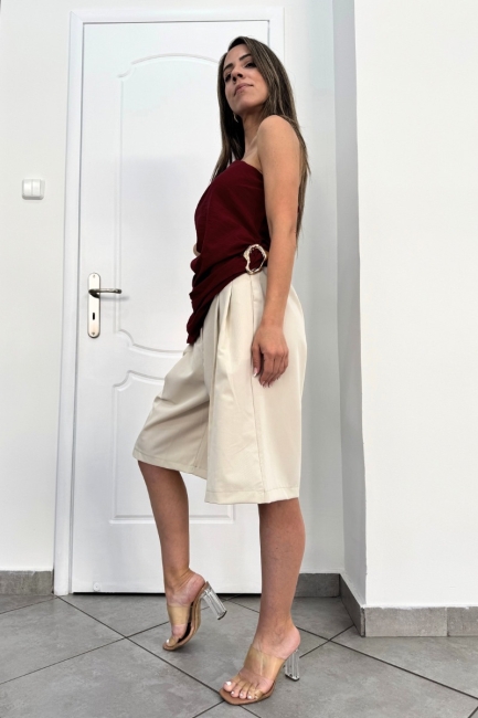 One shoulder τοπ σε μπορντό