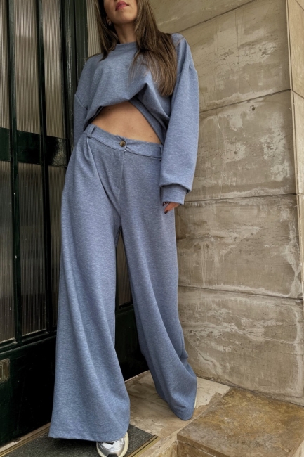 Wide leg παντελόνι σε μπλε ραφ