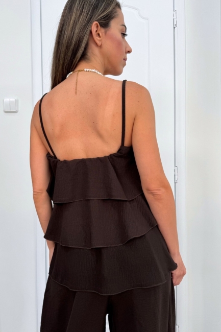 Ruffle τοπ σε καφέ