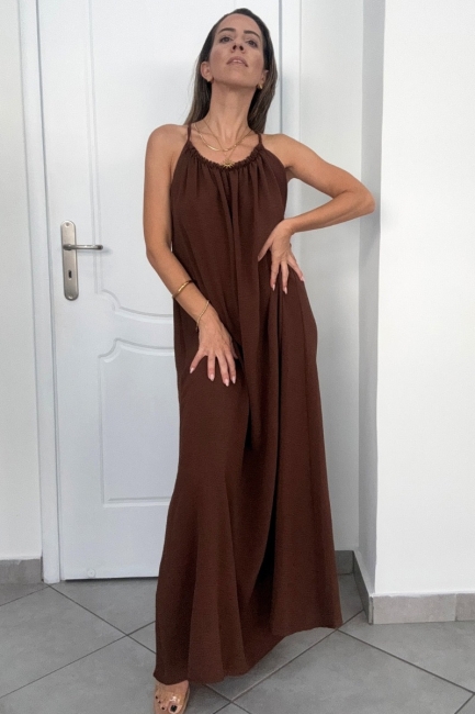 Selin open back dress σε καφέ