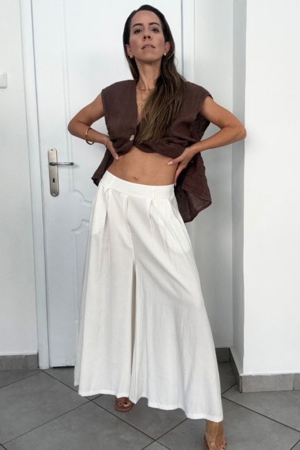 Λευκή crop παντελόνα