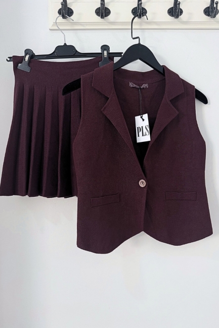 Πλεκτό γιλέκο σε Burgundy